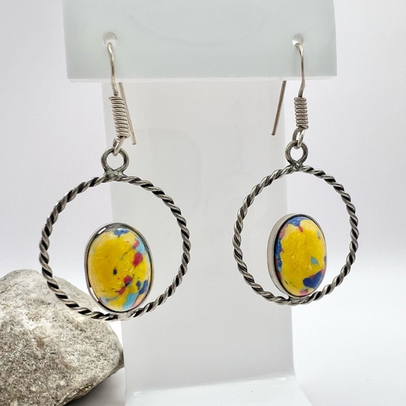 MOSAIC JASPER BOHO EARRINGS - Picture 1 of 7